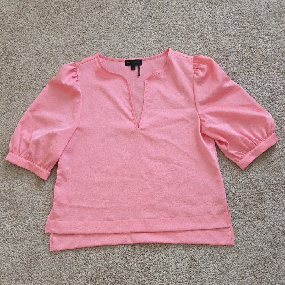 Donna Karan Soft Pink Blouse with Puff Sleeves